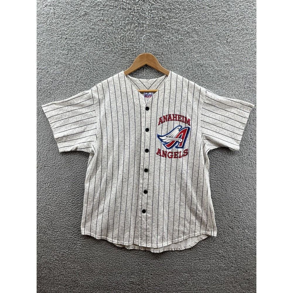 Vintage Anaheim Angels Off The Bench Blank Back Pinstripe 97-01 Logo Jersey XL
